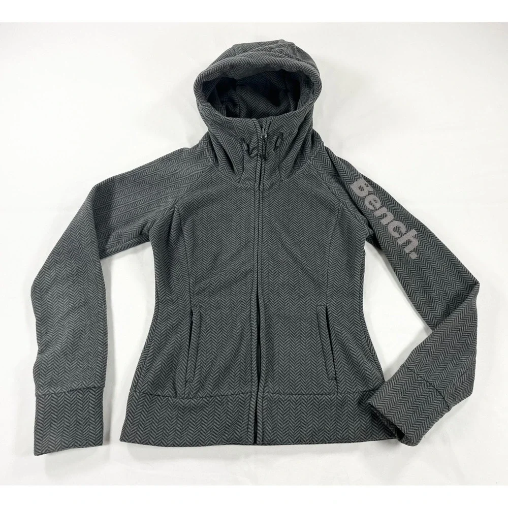 Bench Slinker II Herringbone Fleece Jacket‎ Womens XS Gray Hooded Gorpcore Coat